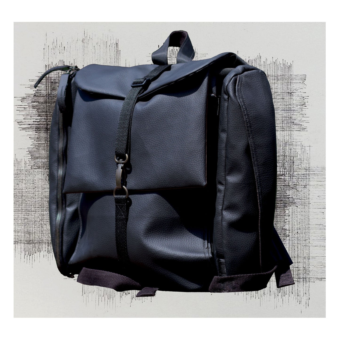 "MERIDIAN LOVERS D26 – Handmade Sustainable Backpack – Stylish Eco Fashion Bag for Slow Fashion Lovers"